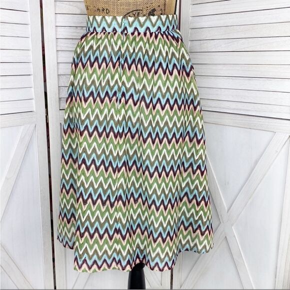 ModCloth Daytime Dazzler Chevron Stripe A Line Skirt Pastel Multicolor Medium - Picture 5 of 14